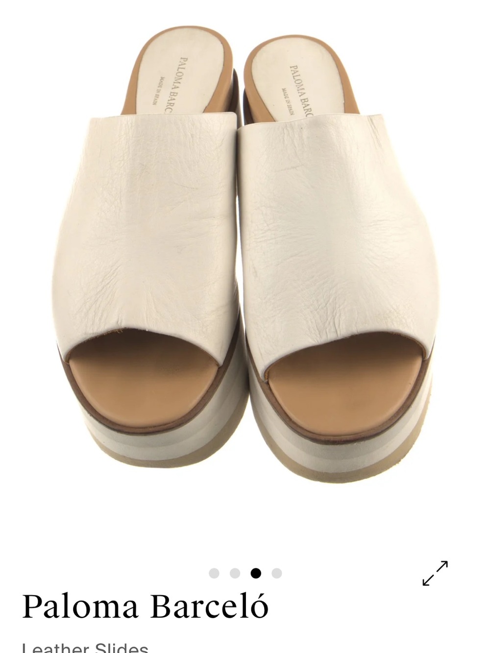 Paloma Barcelo Ivory Leather Platform Mules